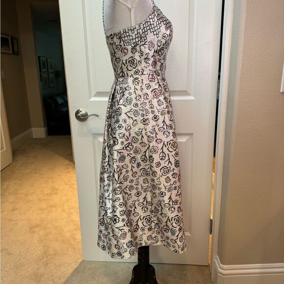 Floral Print Halter Midi‎ Dress Party Cocktail Special Occasion - Picture 2 of 9